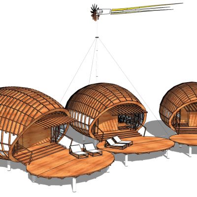 东南亚藤编鸟笼山村民宿度假小木屋