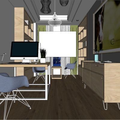 现代简约北欧工业风书房