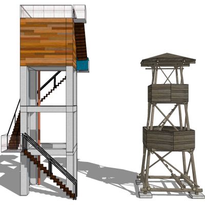 中式民宿塔瞭望塔