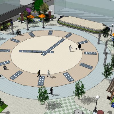 圆形时钟造型景观