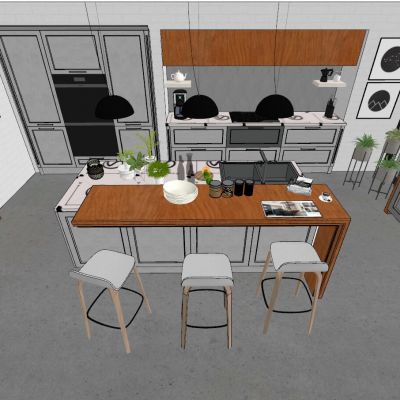 现代北欧田园地中海厨房