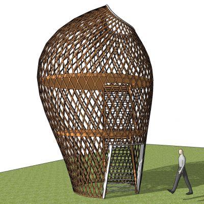 东南亚现代异形藤编编制观景台