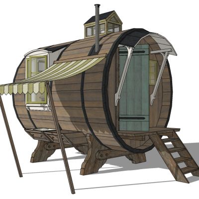 酒桶形状山村民宿度假小木屋