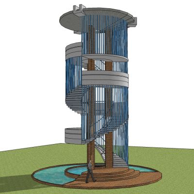 现代玻璃钢架旋转楼梯观景台