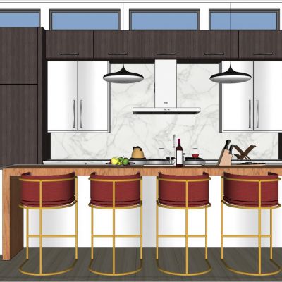 现代北欧新中式开放式厨房