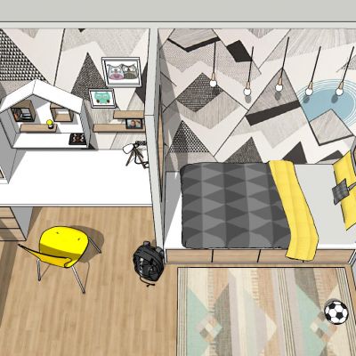 现代工业风轻奢儿童房