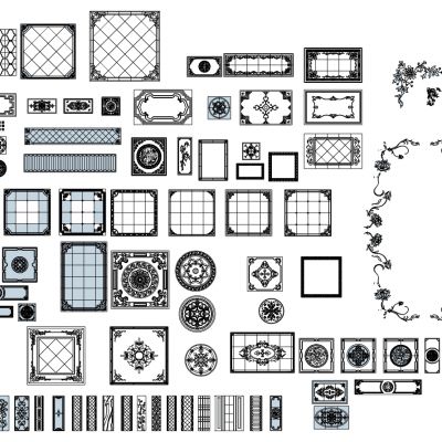 现代地面水刀拼花石材大理石拼花角花圈边腰线角花