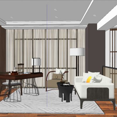 现代新中式轻奢工业风书房