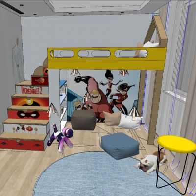 现代工业风儿童房