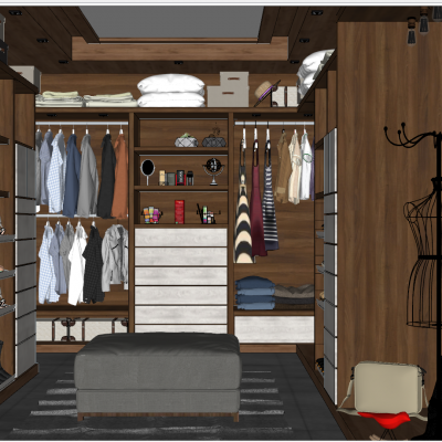 现代简约北欧工业风衣帽间