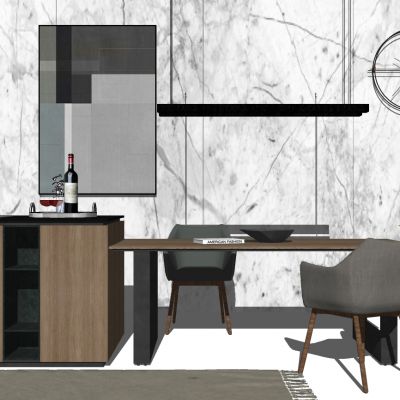 现代吧台吧椅组合