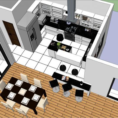 现代简约北欧风格开放厨房