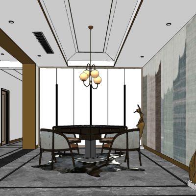 新中式现代简约棋牌室