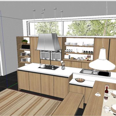 现代北欧民宿开放厨房