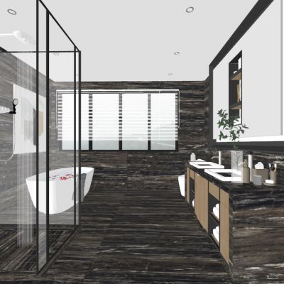 现代港式卫生间SU模型