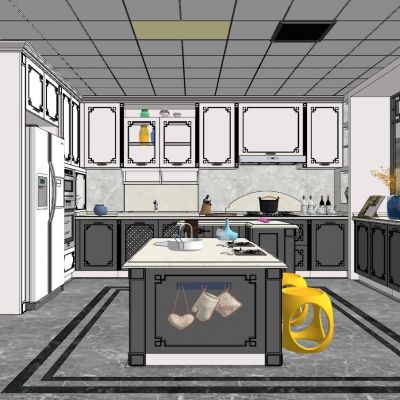 现代简约新中式地中海田园厨房