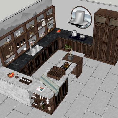 新中式现代北欧轻奢开放式厨房