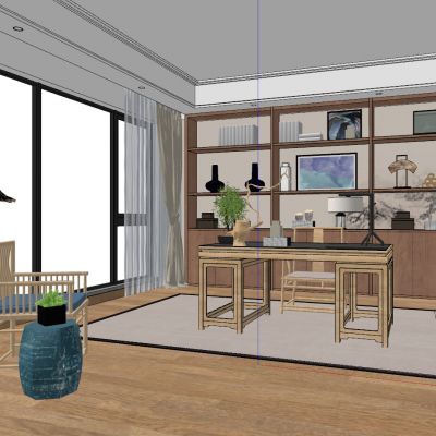 新中式日式原木风书房