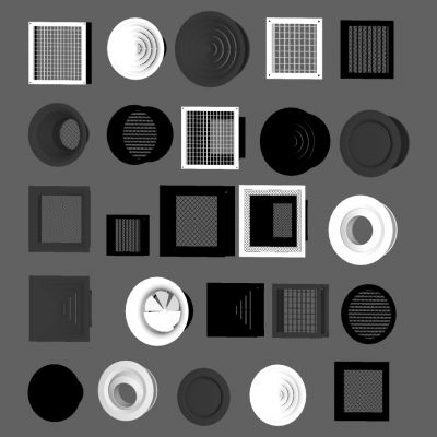 现代圆形方形空调风口换气口通风口集合