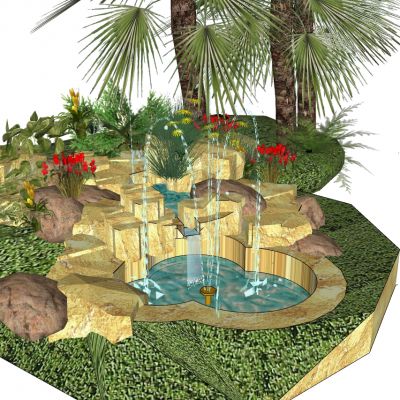 中式假山流水景观