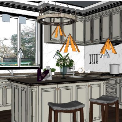 简欧式美式开放厨房