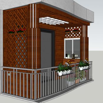 新中式美式田园乡村红木花架