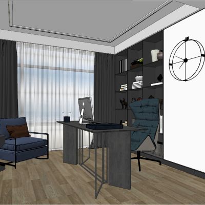 现代简约北欧工业风书房