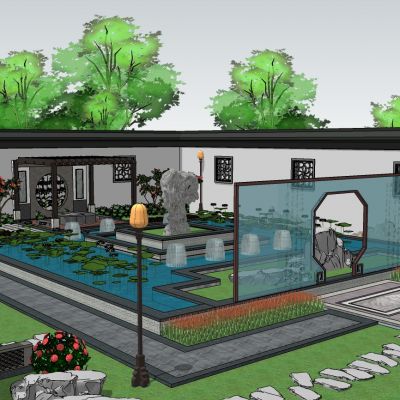 中式别墅会所庭院景观