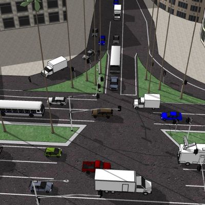 繁华道路景观SU模型