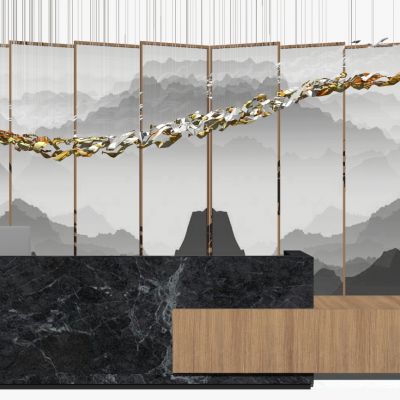 新中式服务台接待台前台接待