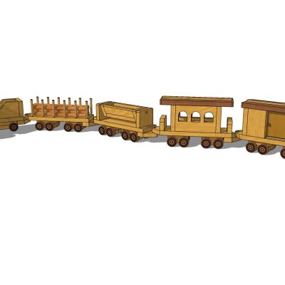 儿童游乐玩具积木小火车车头3D模型