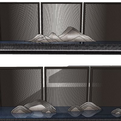 新中式拟山水景墙景观