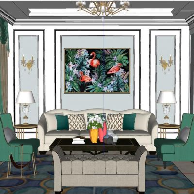 美式法式简欧式田园风客厅