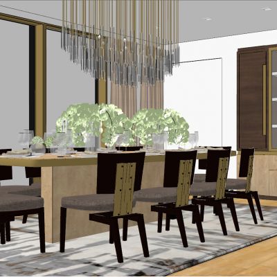现代美式法式方形餐桌