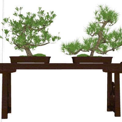 新中式盆景植物花架摆台