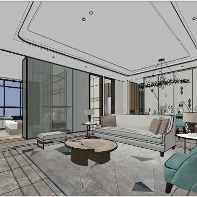 后现代简约港式轻奢北欧客厅