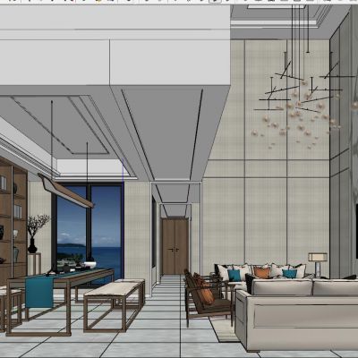 新中式日式别墅客厅