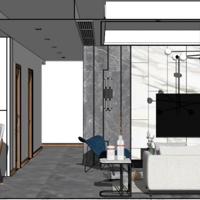 后现代港式北欧轻奢客厅