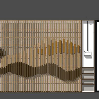 其他新中式异形格栅木花格背景墙书柜