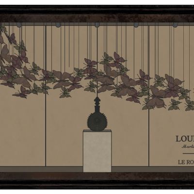 服装展陈现代商场店面橱窗蝴蝶吊饰