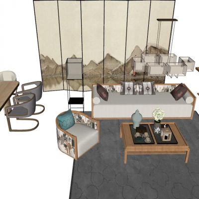 现代新中式客餐厅