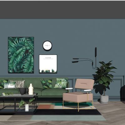 现代北欧式轻奢工业风客厅