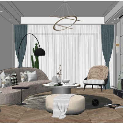 北欧现代法式低奢客厅