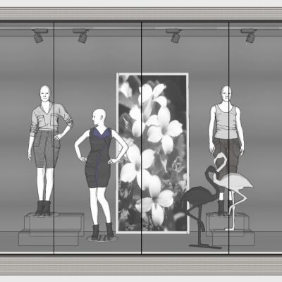 服装展陈现代商场店面橱窗女装店展陈模特