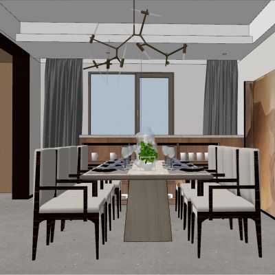 现代新中式日式方形餐桌餐椅