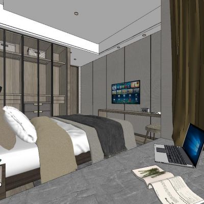 后现代简约港式新中式卧室