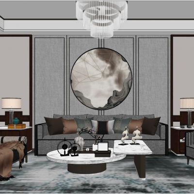 新中式后现代港式轻奢新古典客厅