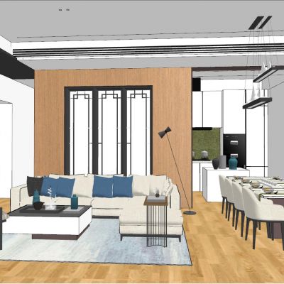 新中式日式后现代港式客厅