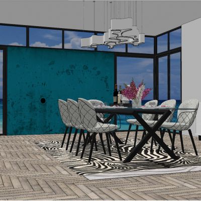 现代北欧工业风地中海风格餐厅