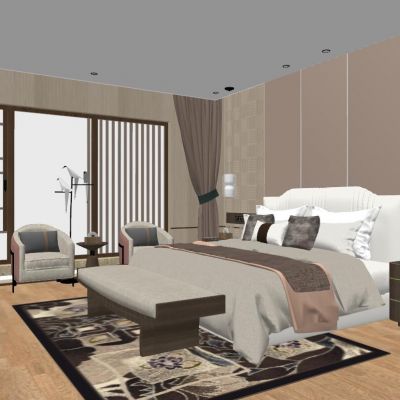 后现代港式新中式日式卧室